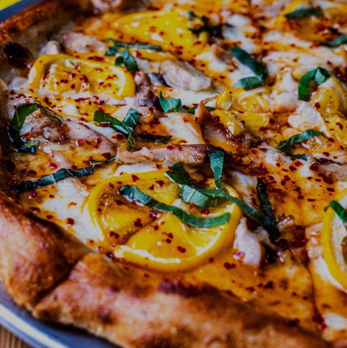 Lemon Bee Stinger Pizza.
